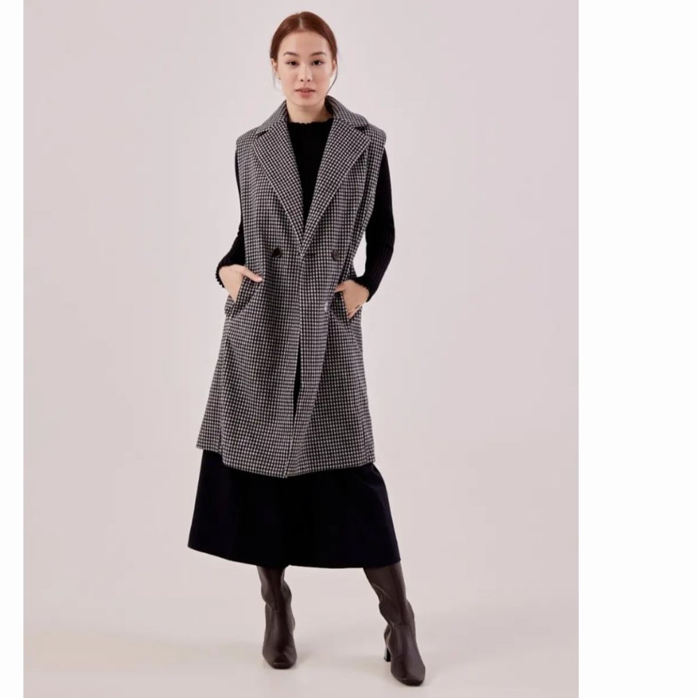 Dayra Tailored Houndstooth Gilet, Love Bonito